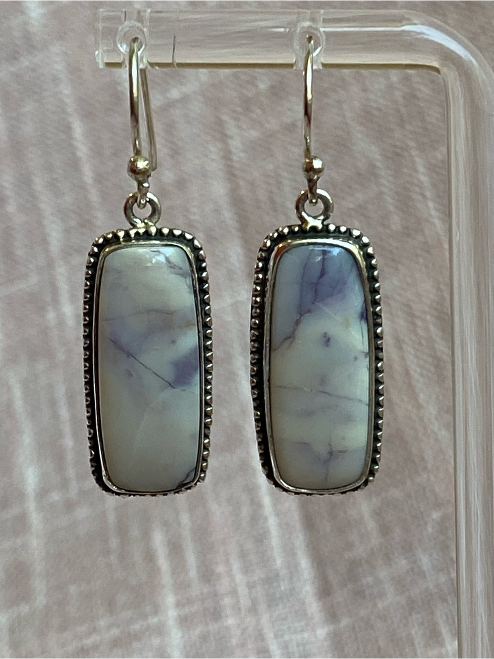 Sterling Silver Lavender Tiffany Stone Drop Earrings